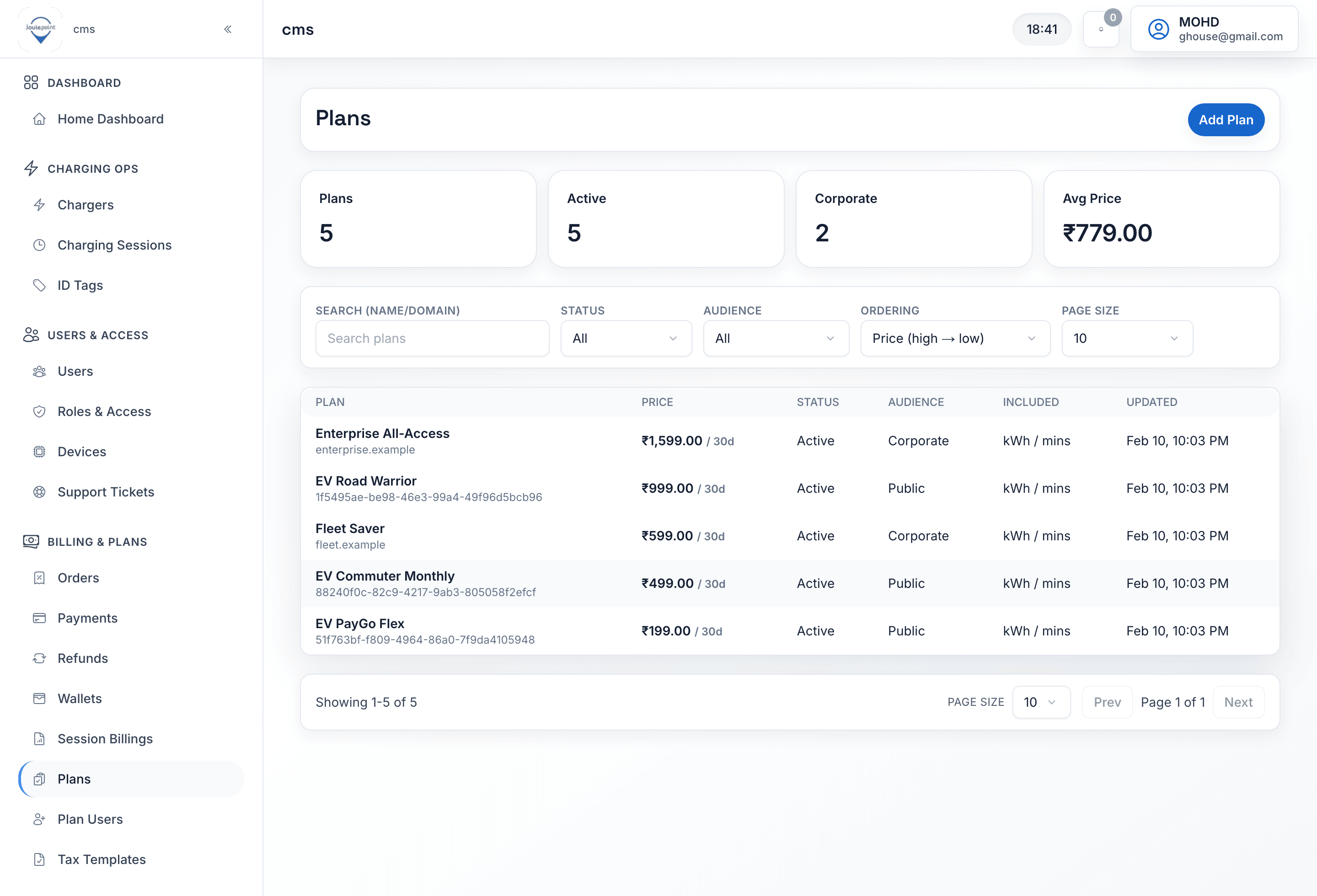 OCPP / OCPI CSMS Plans